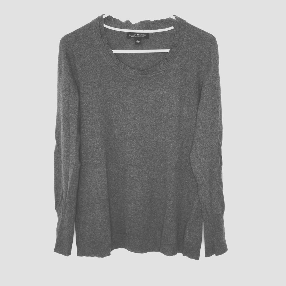 Banana Republic Cashmere Italian Wool Blend Knit Sweater Gray Womens Large